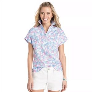 Vineyard Vines Popover Pineapple Blue Pink Shirt 8